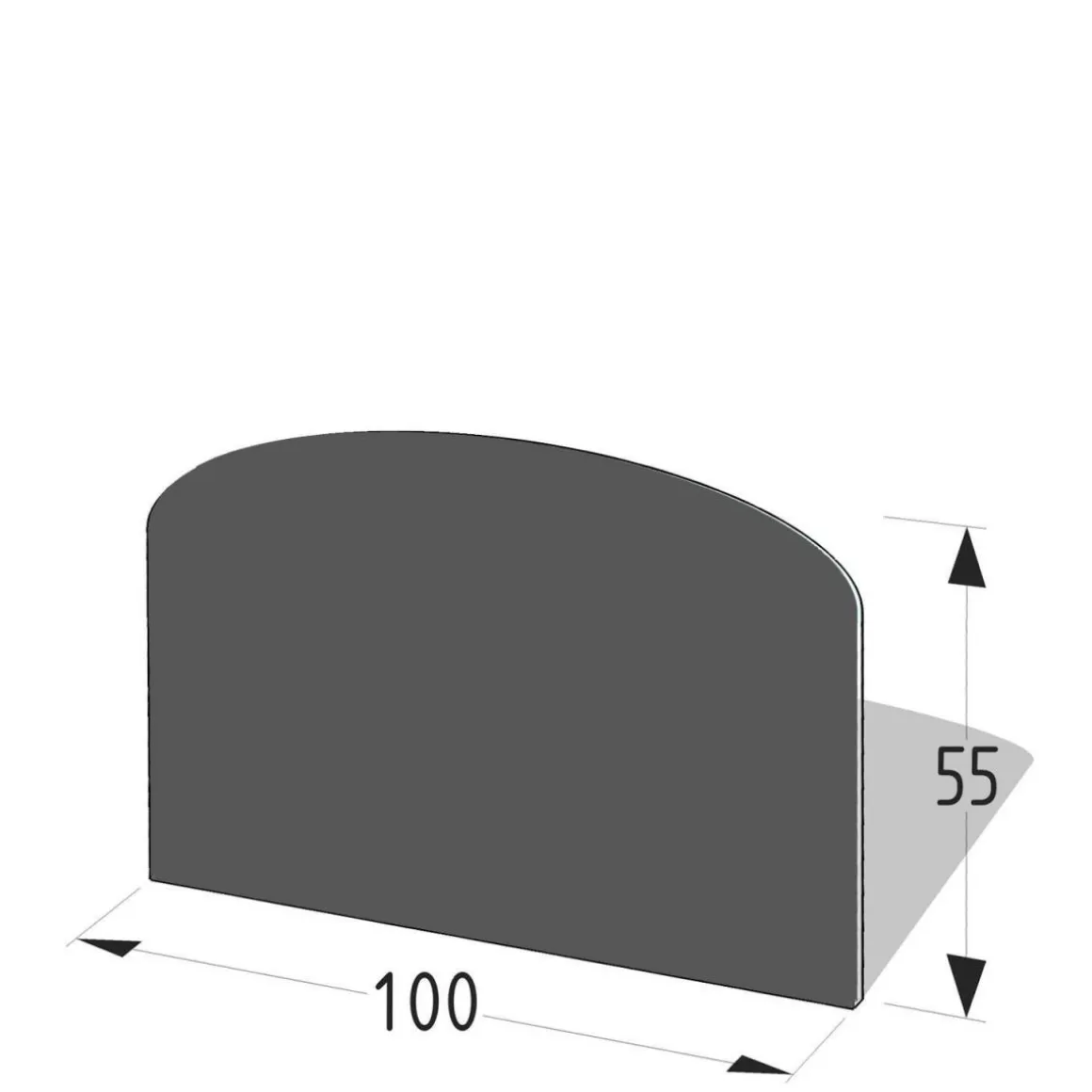 Metallvorlegeplatte Segmentbogen 100 x 55 cm schwarz
