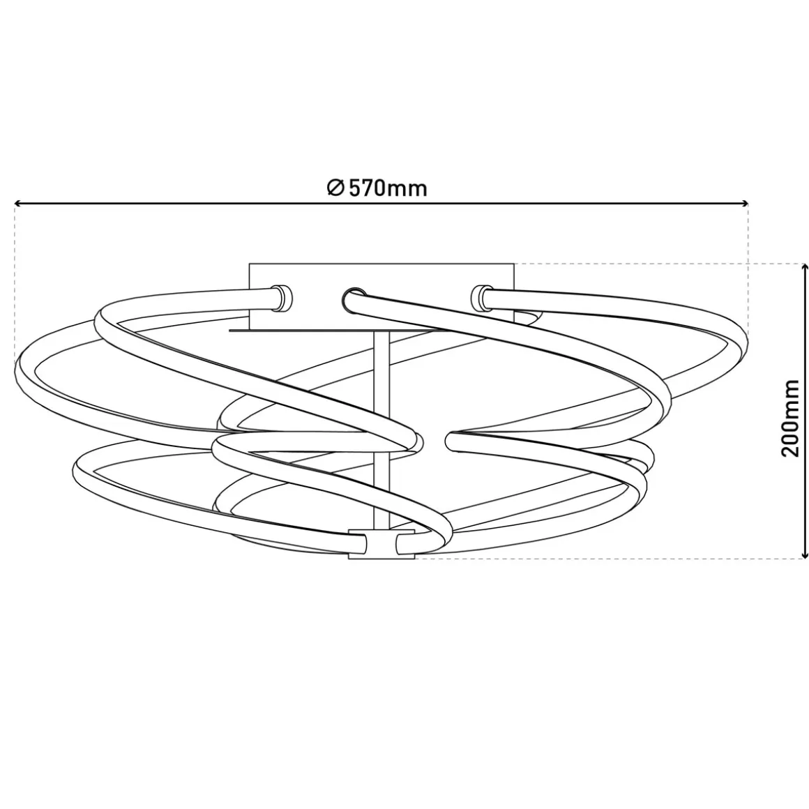 Naeve LED DL Rizado Metall/KSstahl-blank LxBxH: 57x57x20cm dimmbar