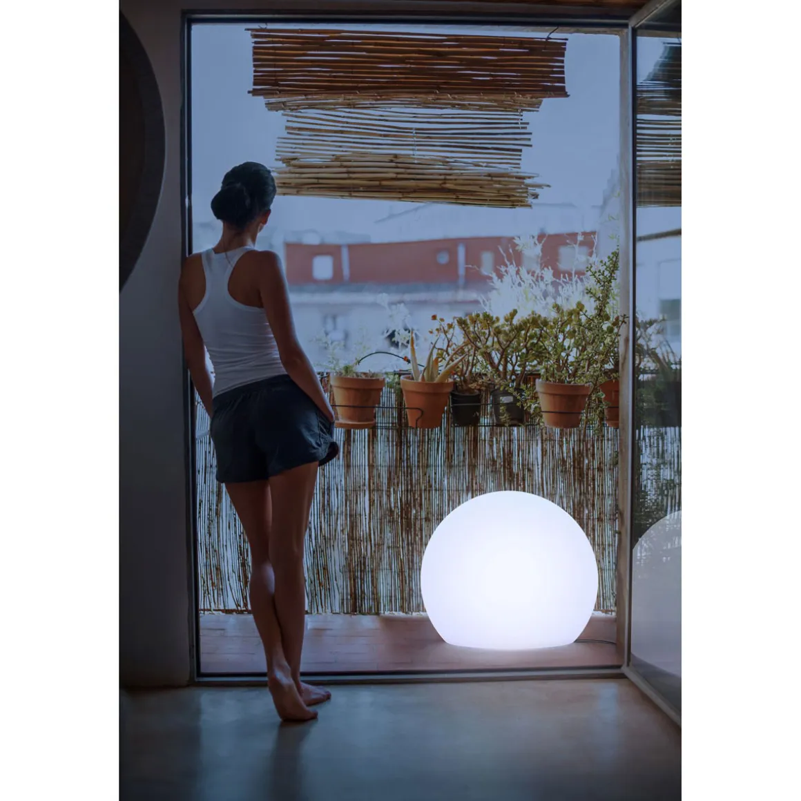 NewGarden LED-Kugelleuchte Buly 60 Kabelanschluss Ø 60 cm weiß