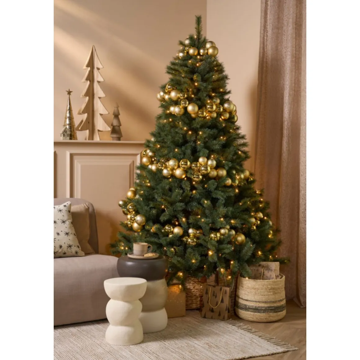 Norwood Weihnachtsbaum grün warm weiß LED 185x119cm cm mit Timer & Dimmer