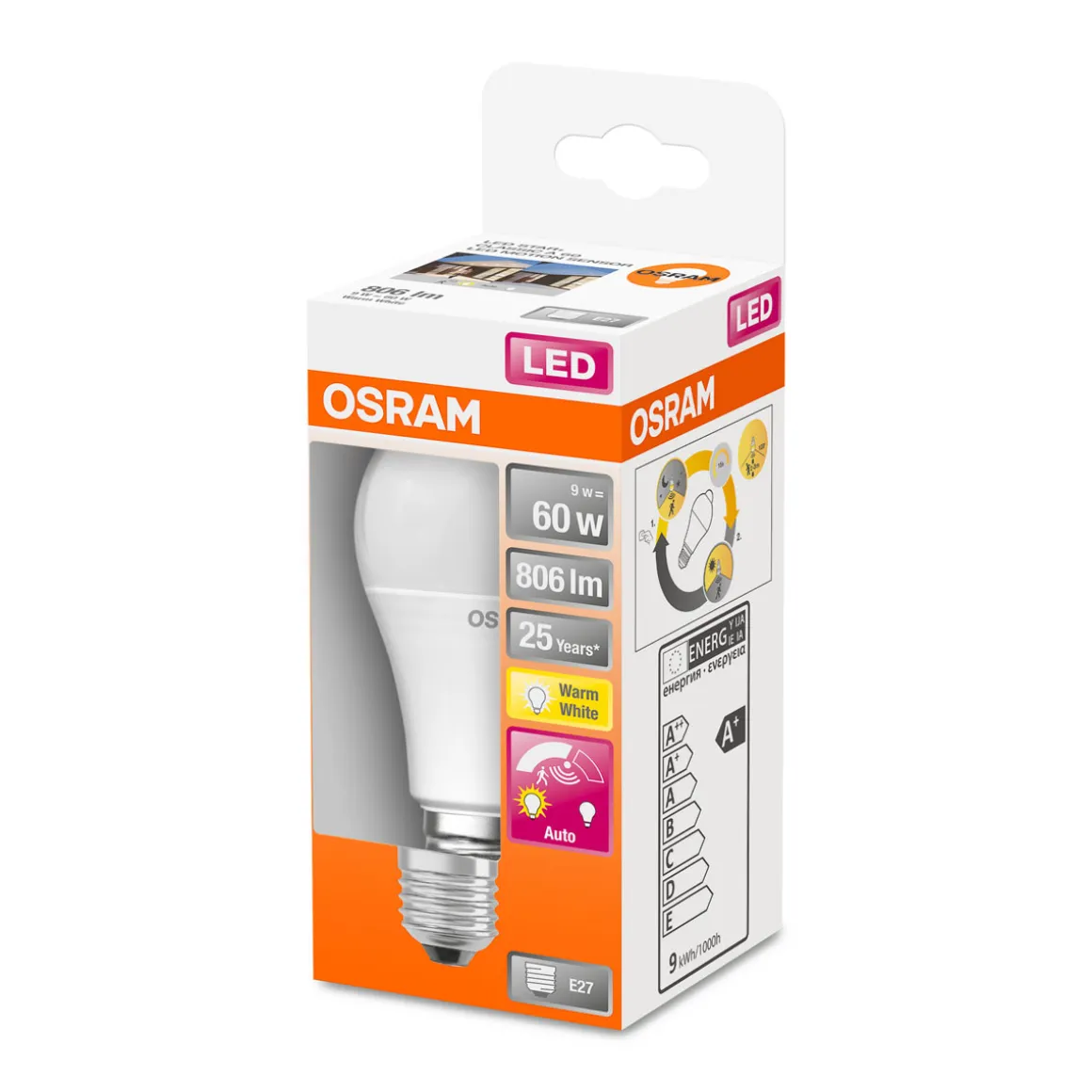 Osram LED-Glühlampe E27 warmweiß Bewegungssensor