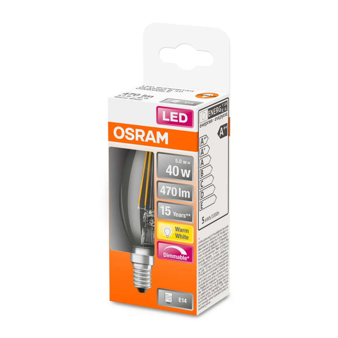 Osram LED-Leuchtmittel Kerzenform dimmbar E14 klar