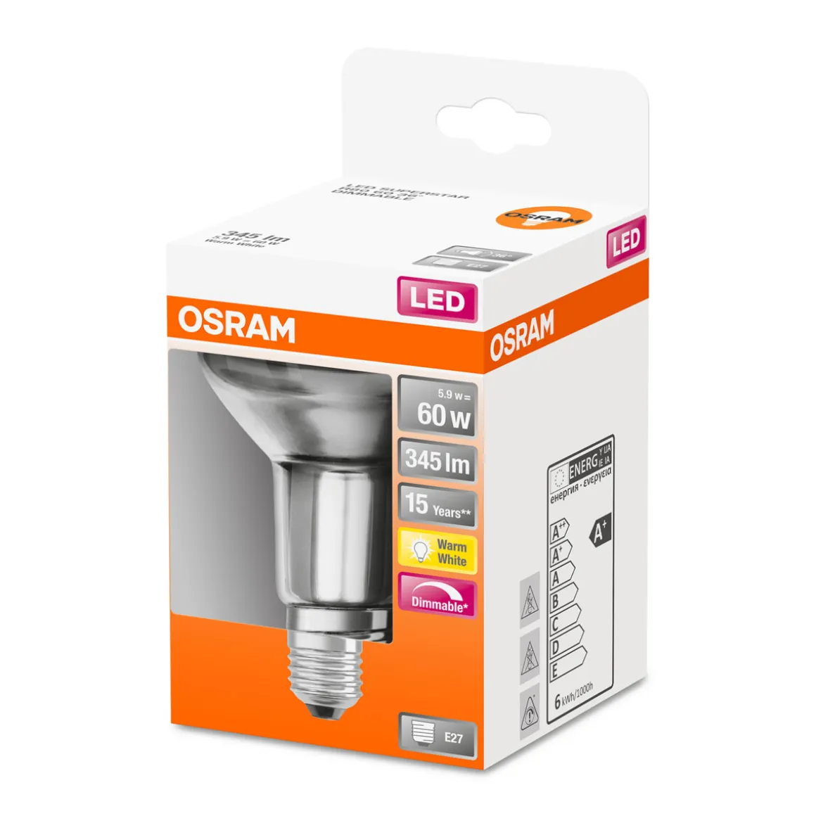 Osram LED-Reflektor dimmbar E27 warmweiß R80