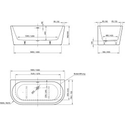 Ottofond Badewanne Modena 180 x 79 cm weiß