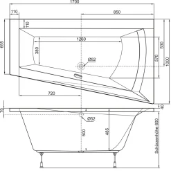 Ottofond Whirlpool-Komplettset Galia Mod A 170 x 100 cm inklusive Farblichtwechsler