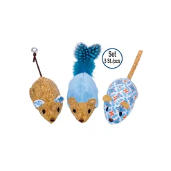 Plüsch Mäuse mit Catnip blau 12 cm 3 St
