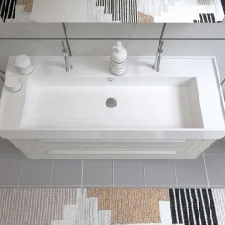 Progetto Idea Stella Badmöbel DOMUS 120 Ulme creme mit Spiegelschrank und Lampe