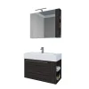 Progetto Idea Stella Badmöbel DOMUS 80 Ulme onyx mit Spiegelschrank und Lampe
