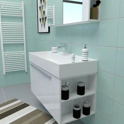 Progetto Idea Stella Badmöbel DOMUS 100 weiß mit Spiegelschrank und Lampe