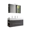 Progetto Idea Stella Badmöbel DOMUS 120 Ulme onyx mit Spiegelschrank und Lampe