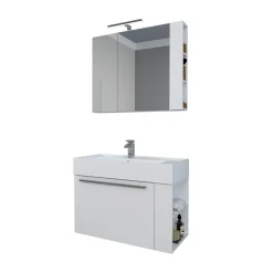 Progetto Idea Stella Badmöbel DOMUS 80 weiß mit Spiegelschrank und Lampe