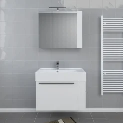Progetto Idea Stella Badmöbel DOMUS 80 weiß mit Spiegelschrank und Lampe