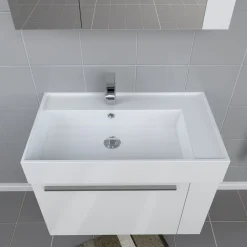 Progetto Idea Stella Badmöbel DOMUS 80 weiß mit Spiegelschrank und Lampe