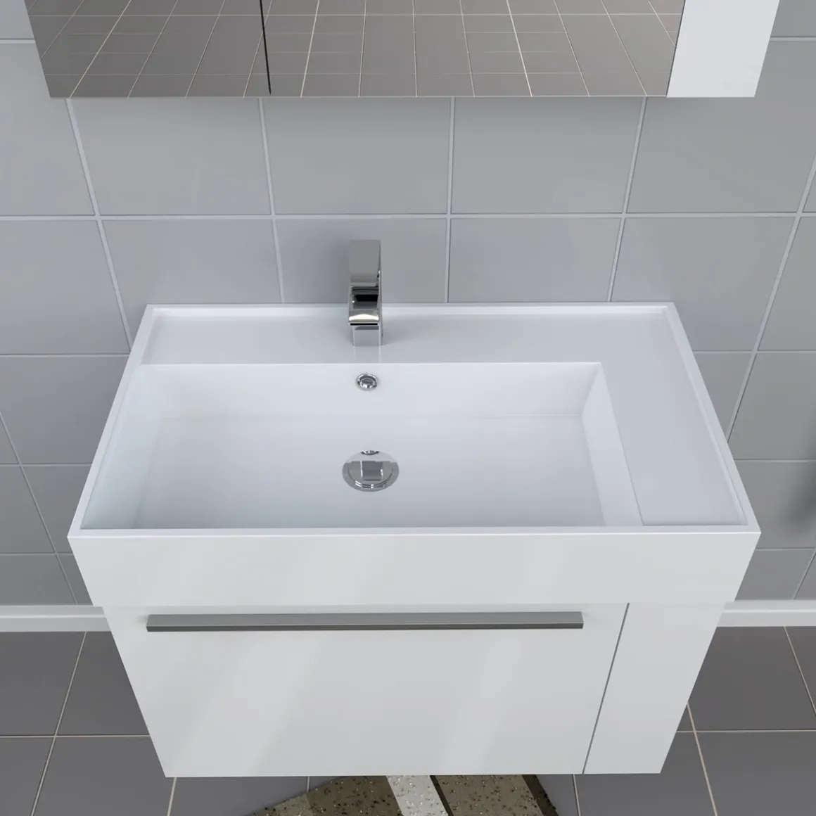 Progetto Idea Stella Badmöbel DOMUS 80 weiß mit Spiegelschrank und Lampe