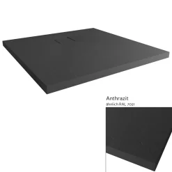 QUICK72 Mineralgruss-Duschwanne Modern Line Steinoptik, Anthrazit, 900 / 1200 mm