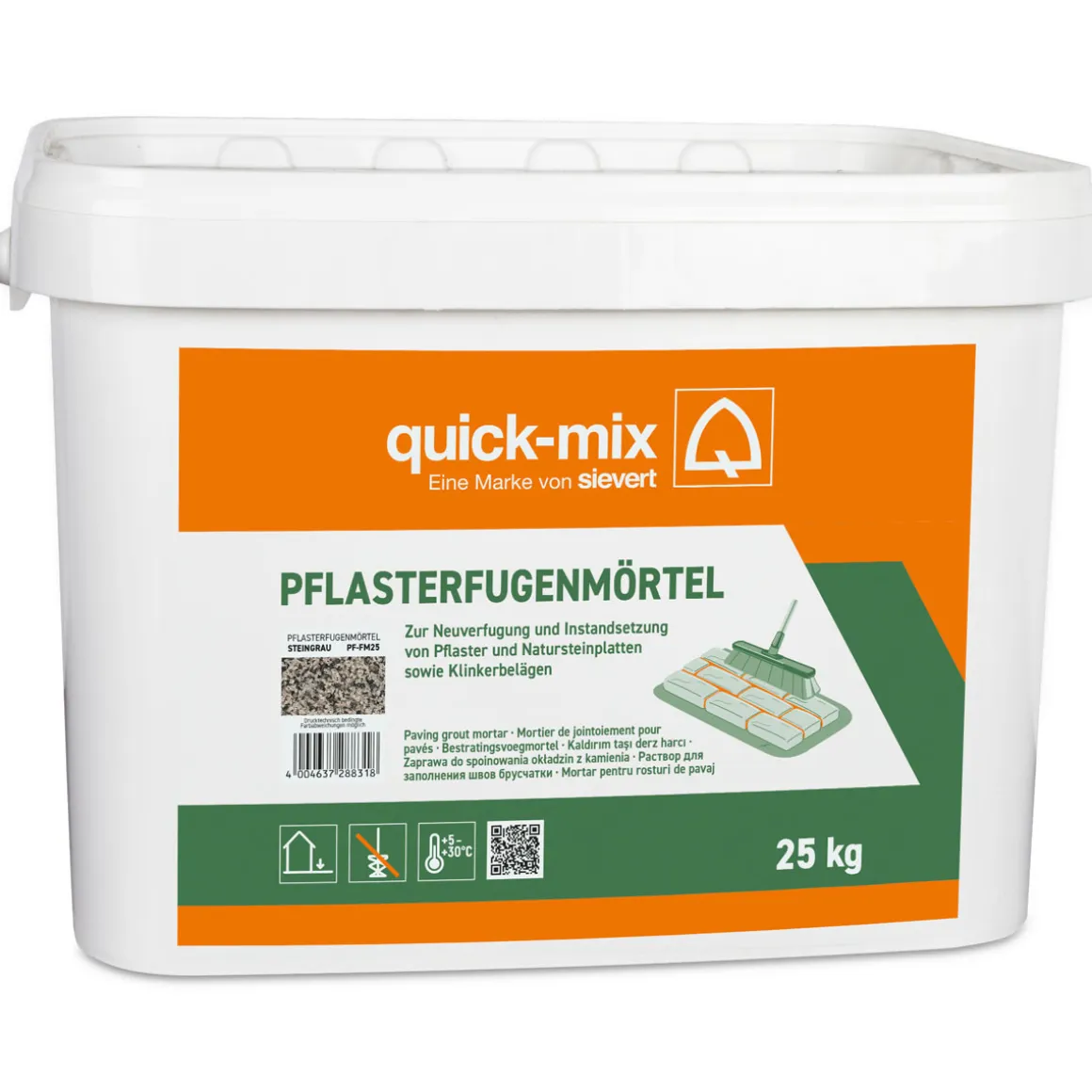 quick-mix Pflaster-Fugenmörtel 25 kg gebrauchsfertig Farbe steingrau