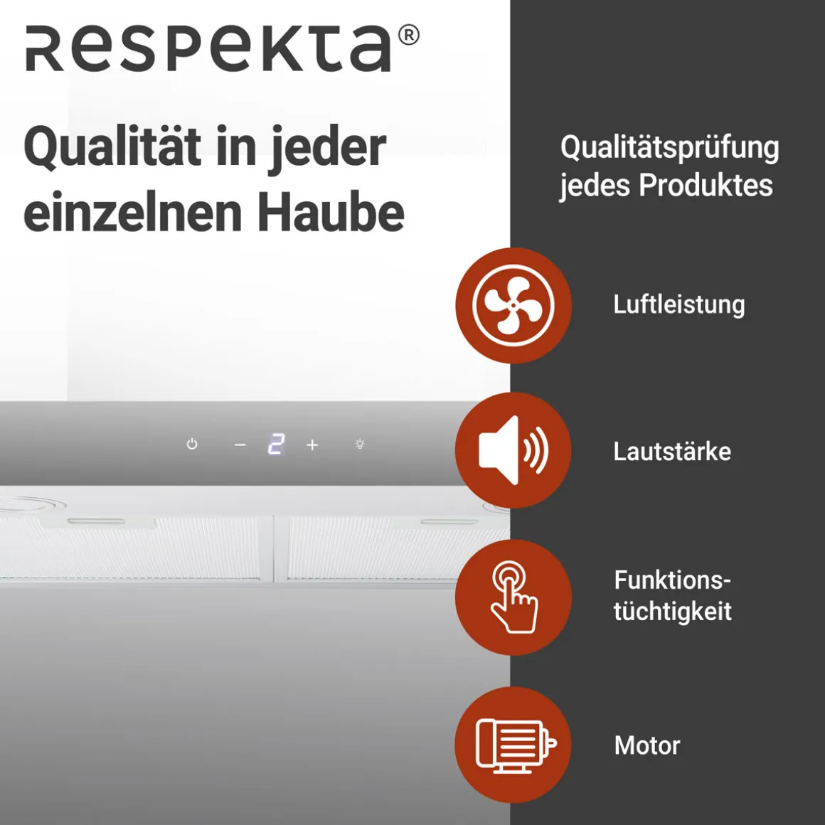 respekta Haube Edelstahl 60cm EEK A++9 Leistungsstufen LED-Beleuchtung