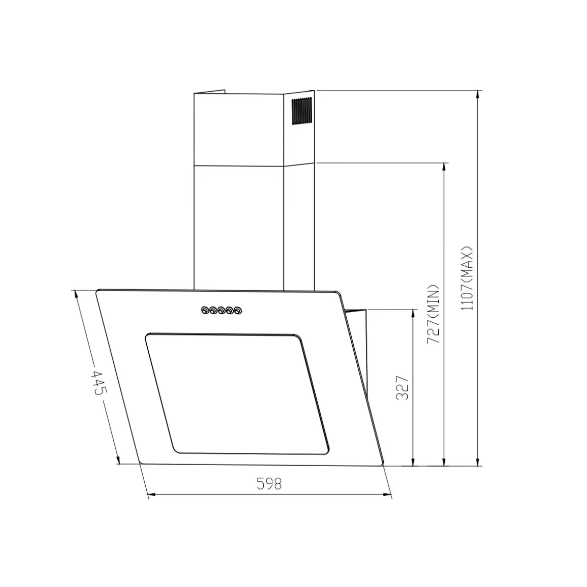 Respekta Haube Schwarz, 60 cm, EEK B3 Leistungsstufen LED-Beleuchtung