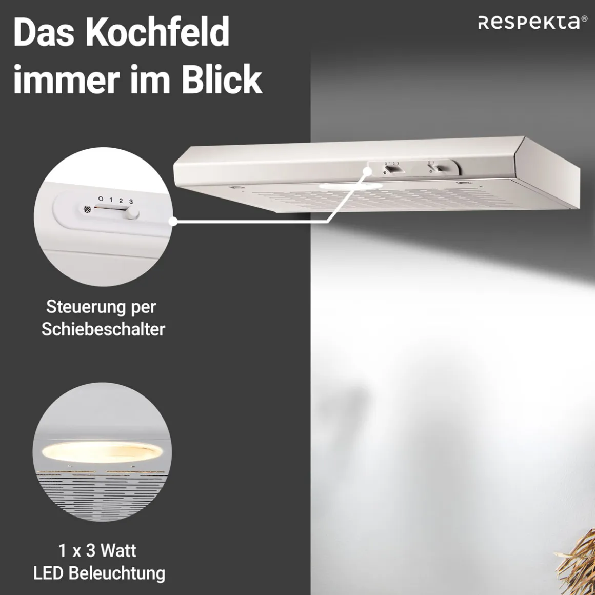 Respekta Unterbauhaube Suna DH620WL weiß 60 cm