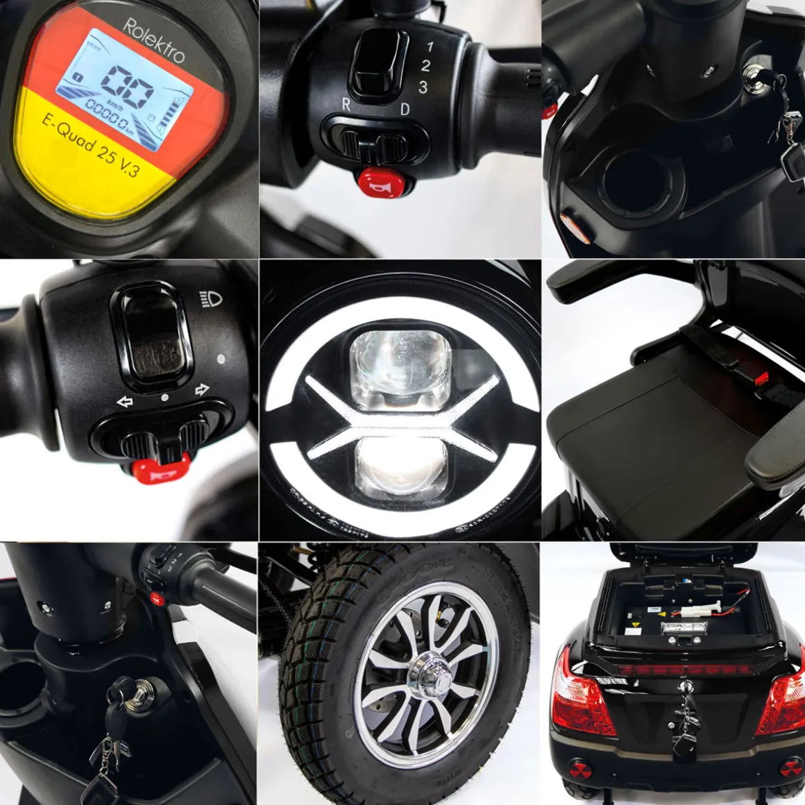 Rolektro E-Quad 25 V.3 Lithium, Schwarz, 60V-30Ah Akku, 1000 Watt