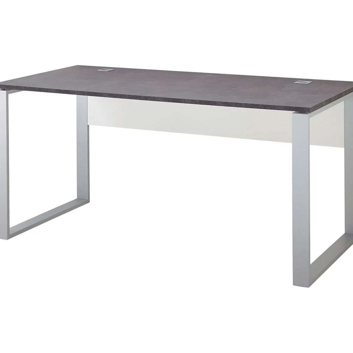 Schreibtisch Altena mit Metallkufen 158 x 75 x 79 cm weiß/Basalto-Dunkel