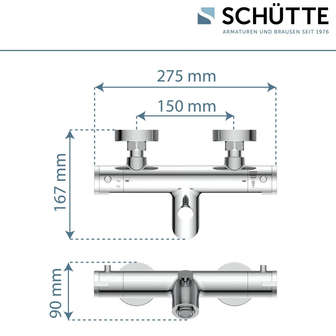 Schütte Wannenfüllarmatur „London“ chrom Thermostat