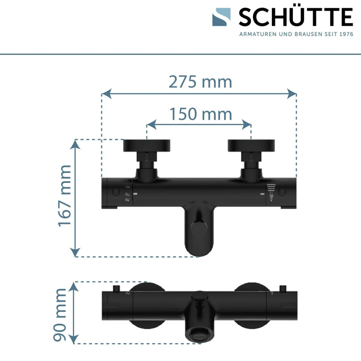 Schütte Wannenfüllarmatur „London“ Schwarz matt