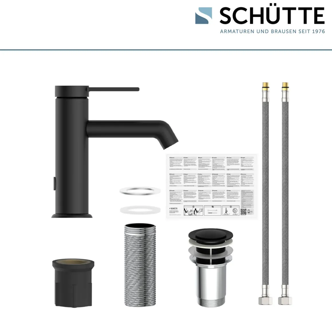 Schütte Waschtischarmatur „Los Angeles“ schwarz-matt Eco-Click-Funktion