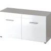 Schuhbank Adison Fronten in Hochglanz mit Rillenfräsung 96 x 51 x 39 cm weiß
