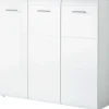 Schuhschrank Adison Fronten in Hochglanz mit Rillenfräsung 134 x 120 x 36 cm weiß