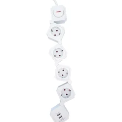Schwaiger Steckdosenleiste mit USB weiß