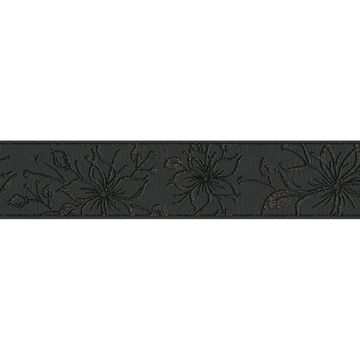 Selbstklebende-Borte Blume schwarz Glitter 5 m
