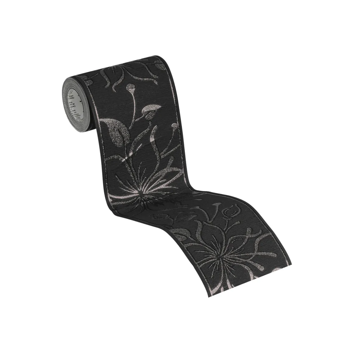 Selbstklebende-Borte Blume schwarz Glitter 5 m