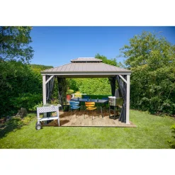 Sojag Pavillon Messina 1012 inkl. Moskitonetz 298x363x291,5cm Champagner