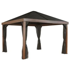 Sojag Pavillon Valencia 1212 inkl. Moskitonetz 364,3x364,3x310cm Holzoptik