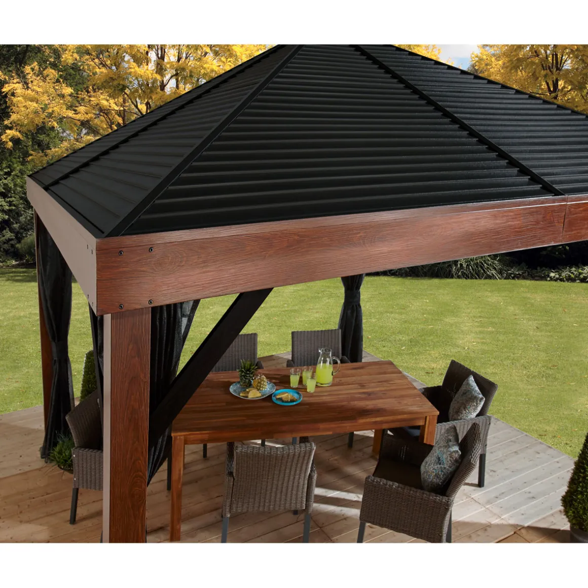 Sojag Pavillon Valencia 1212 inkl. Moskitonetz 364,3x364,3x310cm Holzoptik