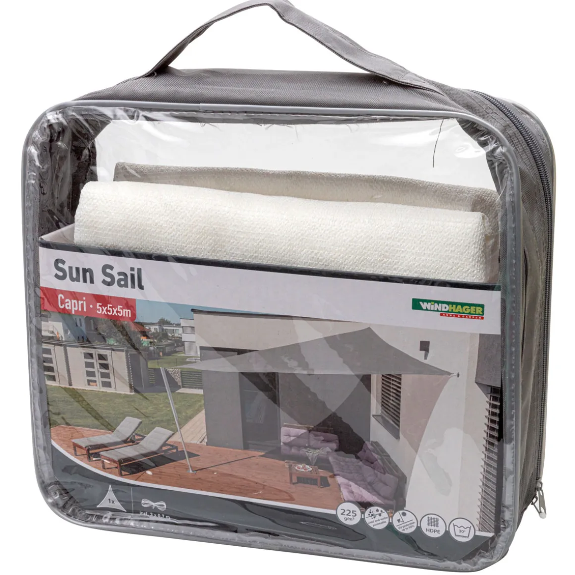 Sonnensegel Capri 5 x 5 x 5 m weiß