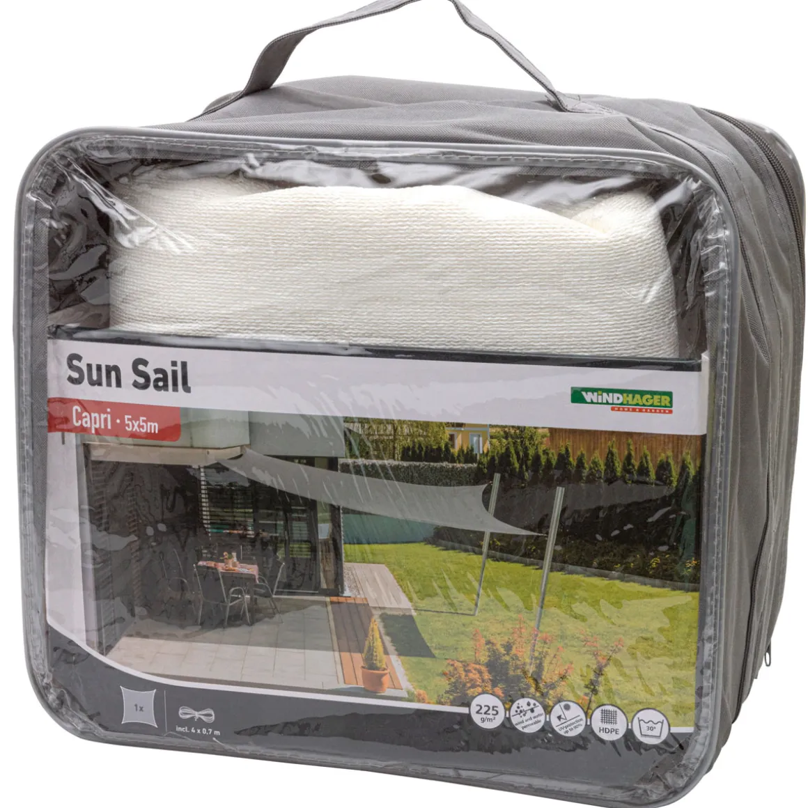 Sonnensegel Capri quadratisch 5 x 5 m weiß