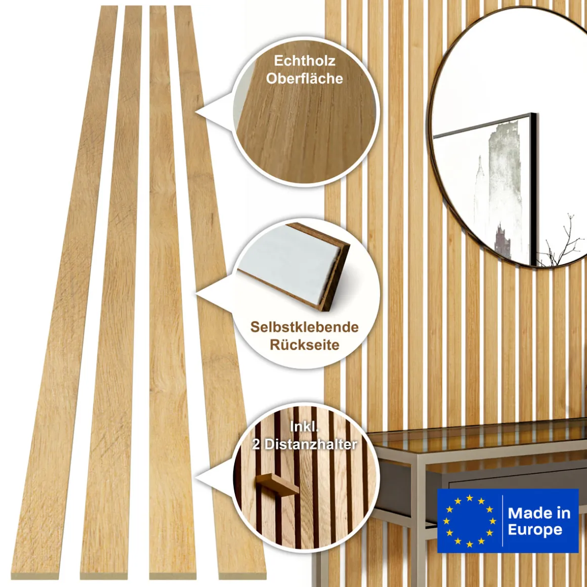 Specht Classic Stix, Eiche hellbraun, 250x3,45 cm