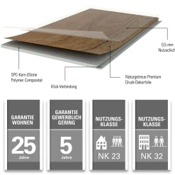 Specht Vinylboden Vinyl SPC Ambiente Calvados Eiche 1220 x 230 x 4,8 mm