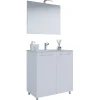Stand-Waschplatz 80 cm 3-teilig 2 Türen mit Spiegel weiß