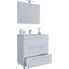 Stand-Waschplatz 80 cm 3-teilig 3 Schubfächer mit Spiegel weiß