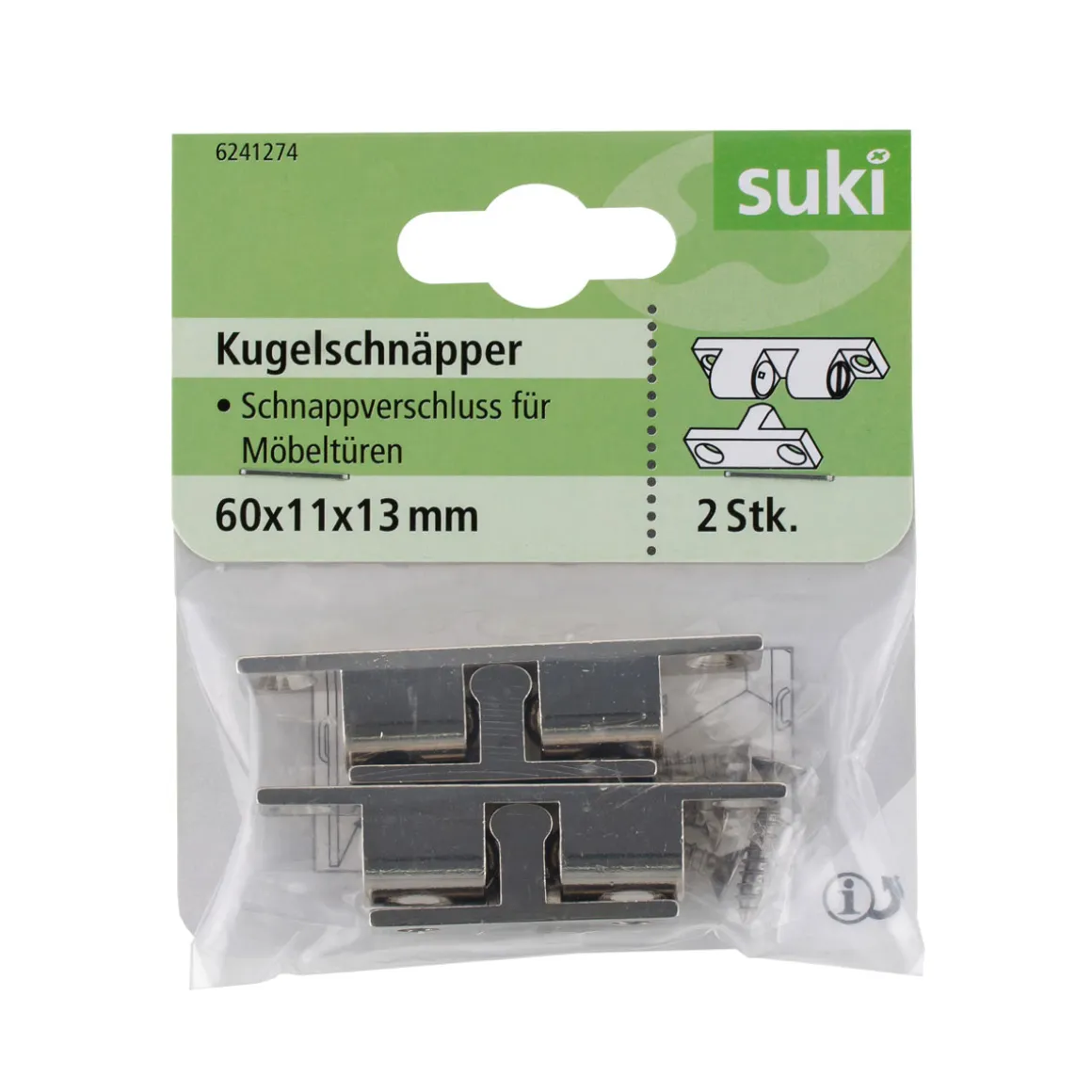 Suki Kugelschnäpper 6 x 0,9 x 1,1 cm 2 Stück