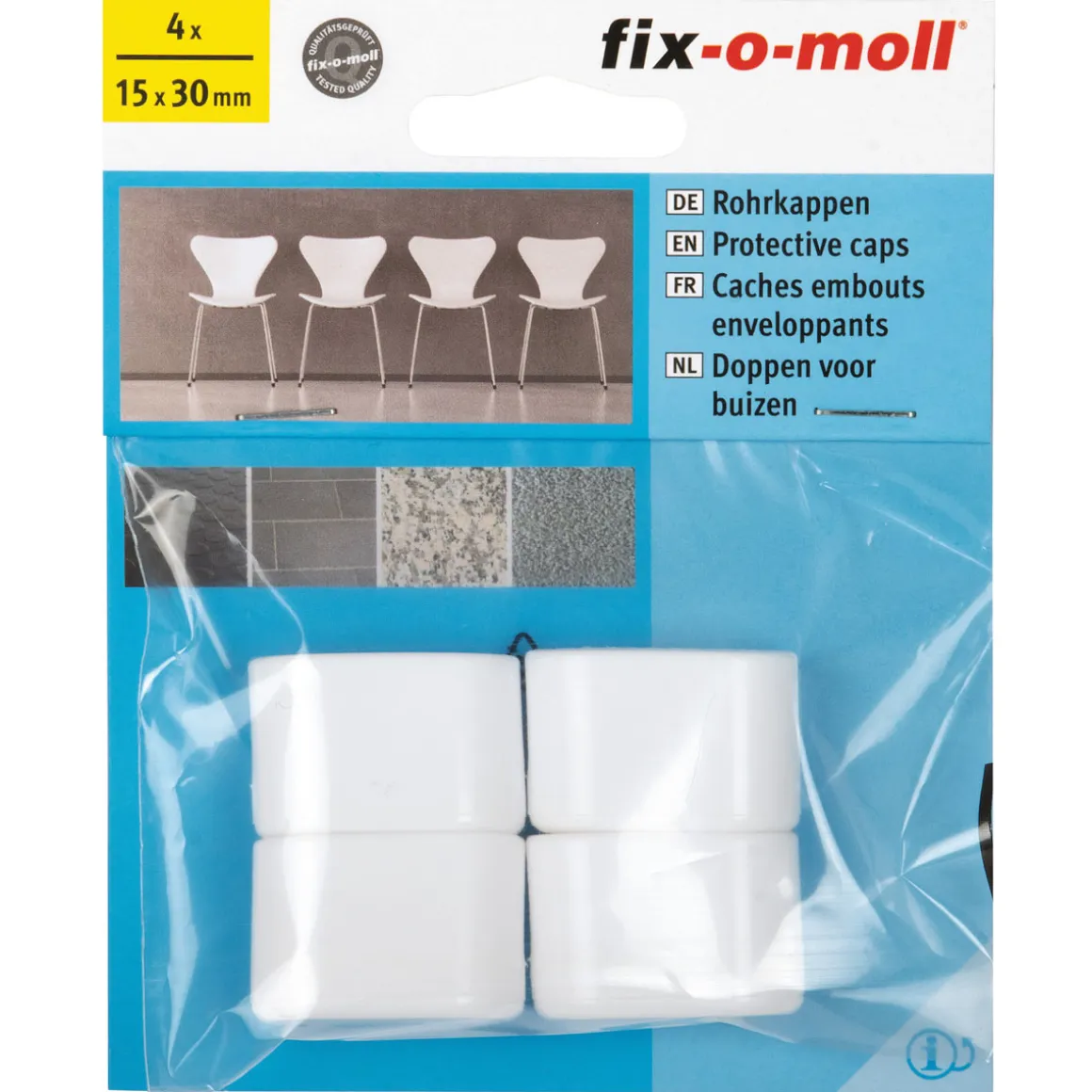Suki Rohrkappen 3 x 1,5 cm weiß 4 Stück