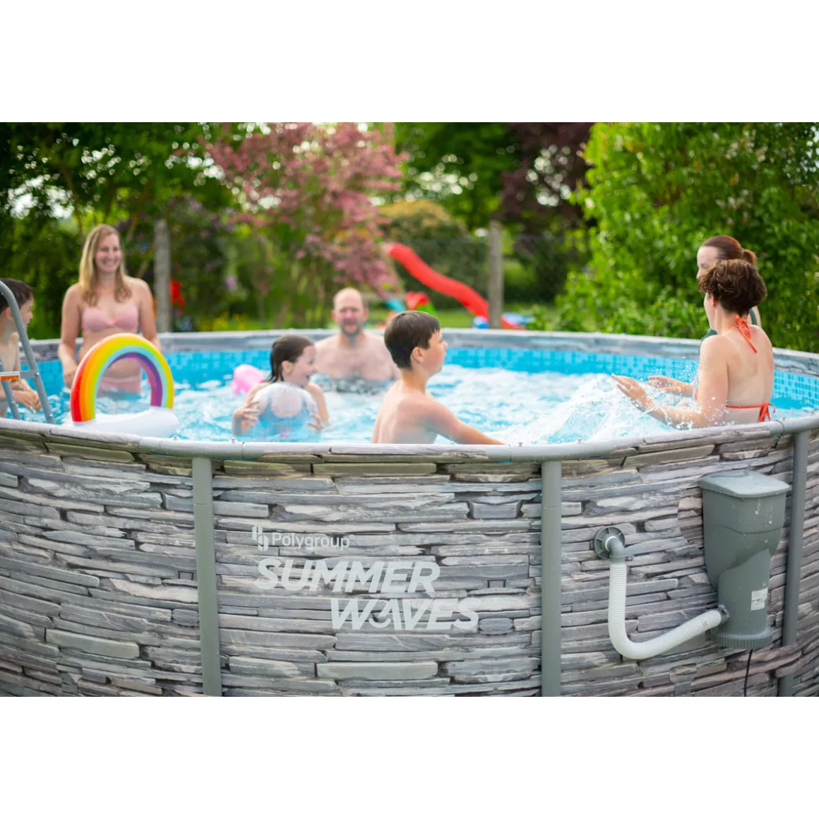 Summer Waves Elite Frame Pool 427x427x107cm Stein Grau