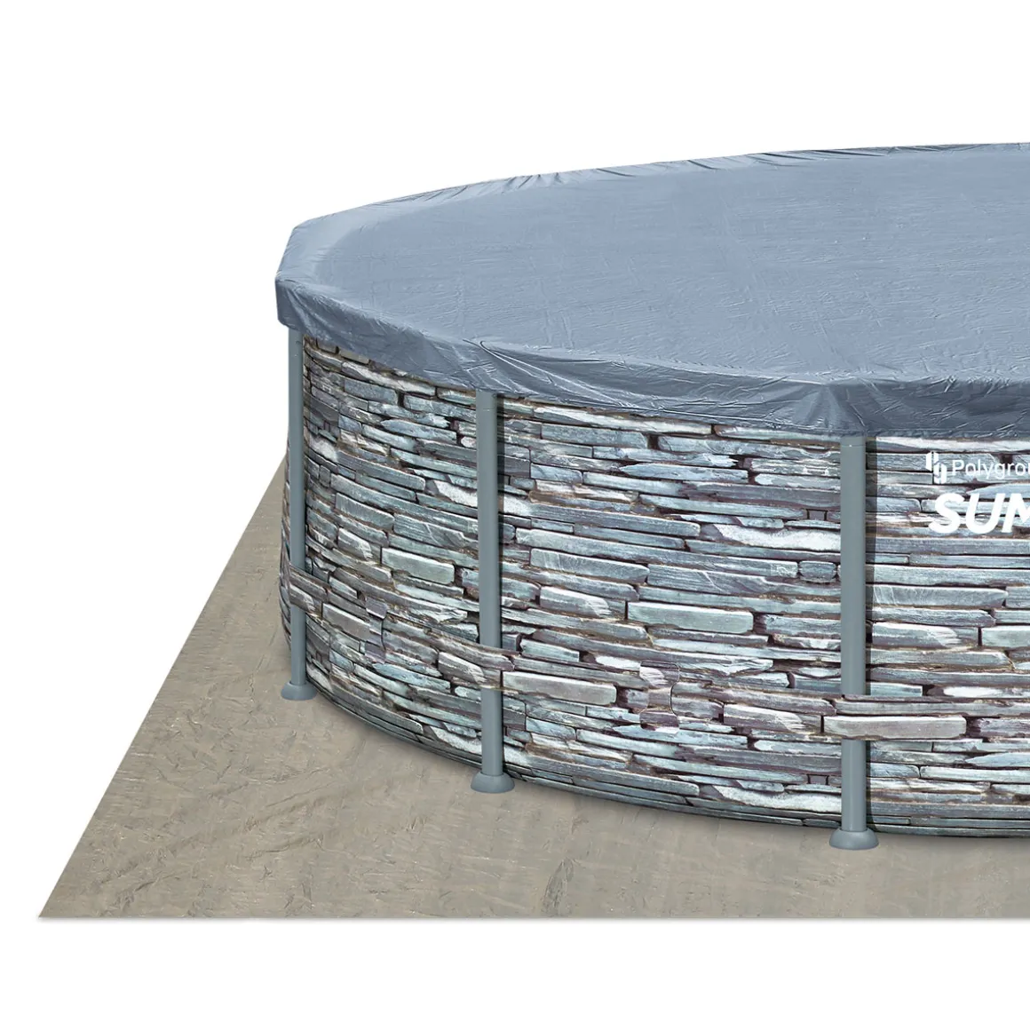 Summer Waves Elite Frame Pool 427x427x107cm Stein Grau