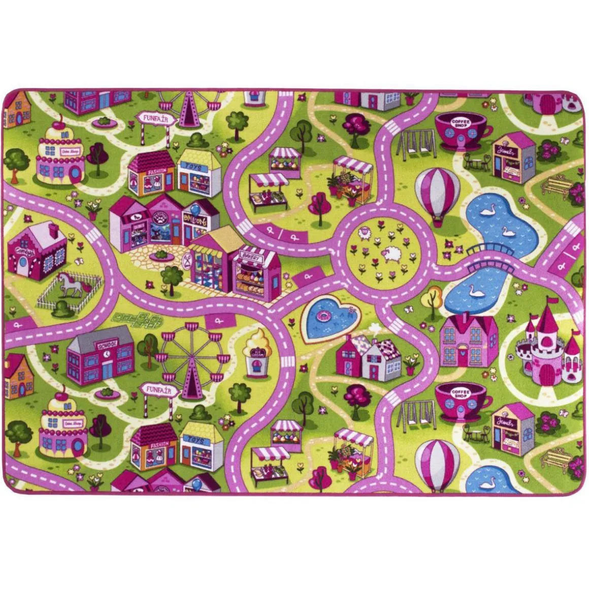 Teppich Sweet Village 140 x 200 cm Mehrfarbig