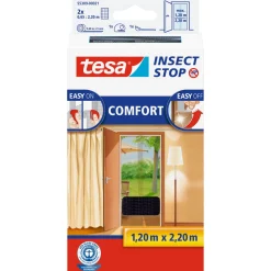 Tesa Fliegengitter Comfort für Türen anthrazit 2 x 2,20m inkl Klettband