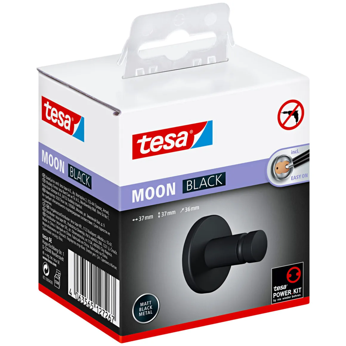 Tesa Handtuchhaken Moon mattschwarz