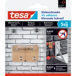 Tesa Klebeschraube für Mauerwerk viereckig 2 Stück Traglast 2 x 5 kg